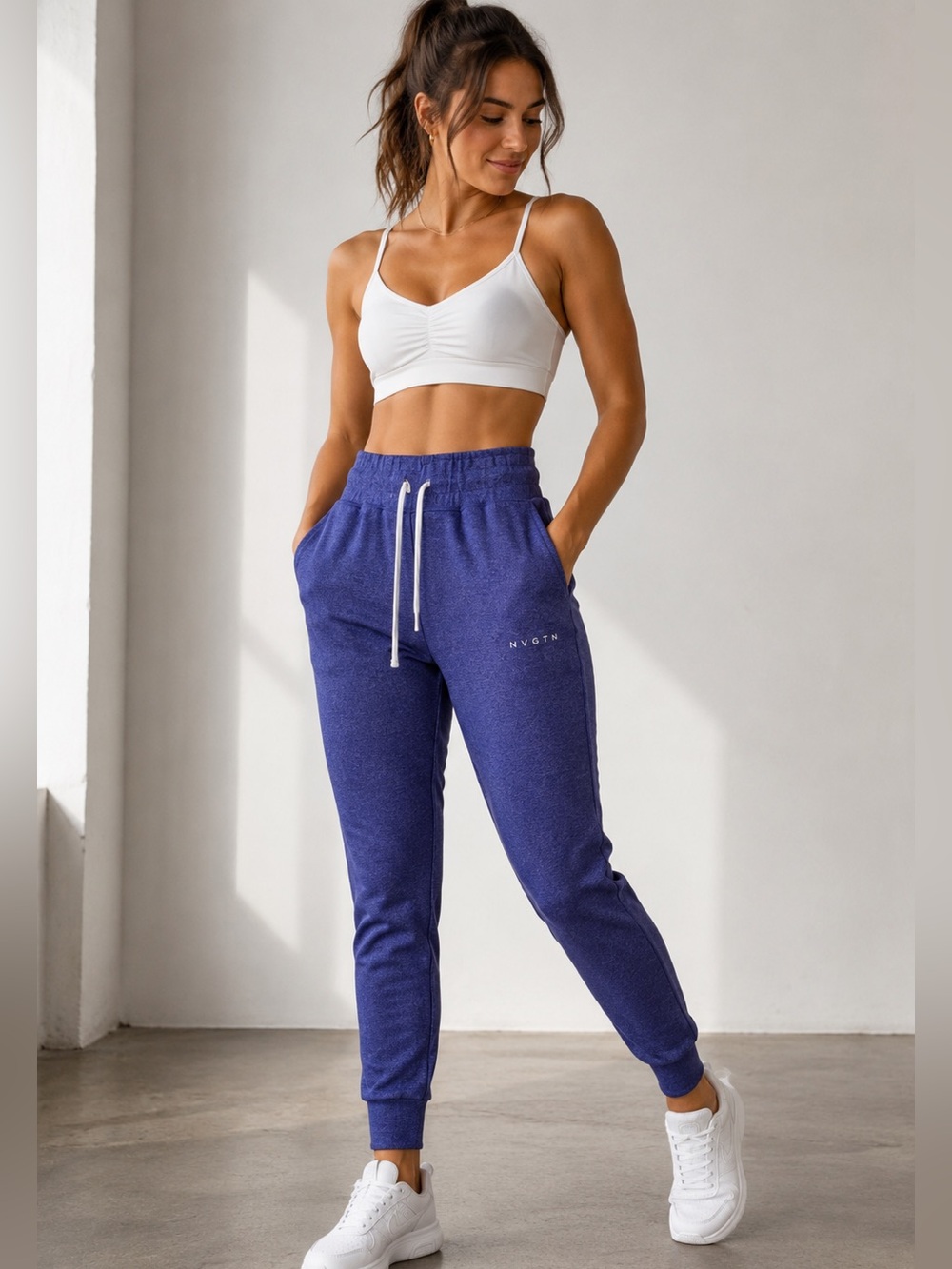 NVGTN Oxford Joggers Womens Small Blue Purple Athletic High Rise Lounge Pants